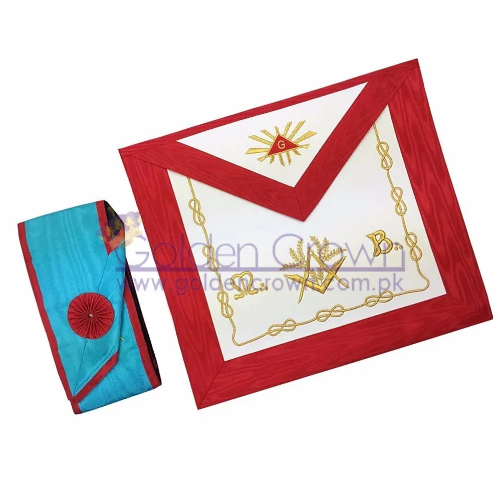 Masonic Blue Lodge worshipful Master Mason Apron and sash set | Masonic Regalia Apron Supplier