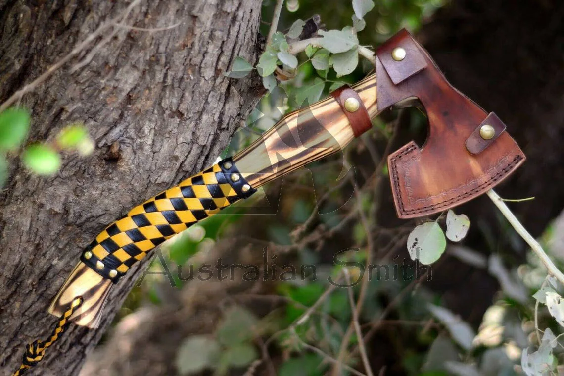 Топор викингов из углеродистой стали ручной работы на заказ топор с медью для выживания природе деревянной ручкой