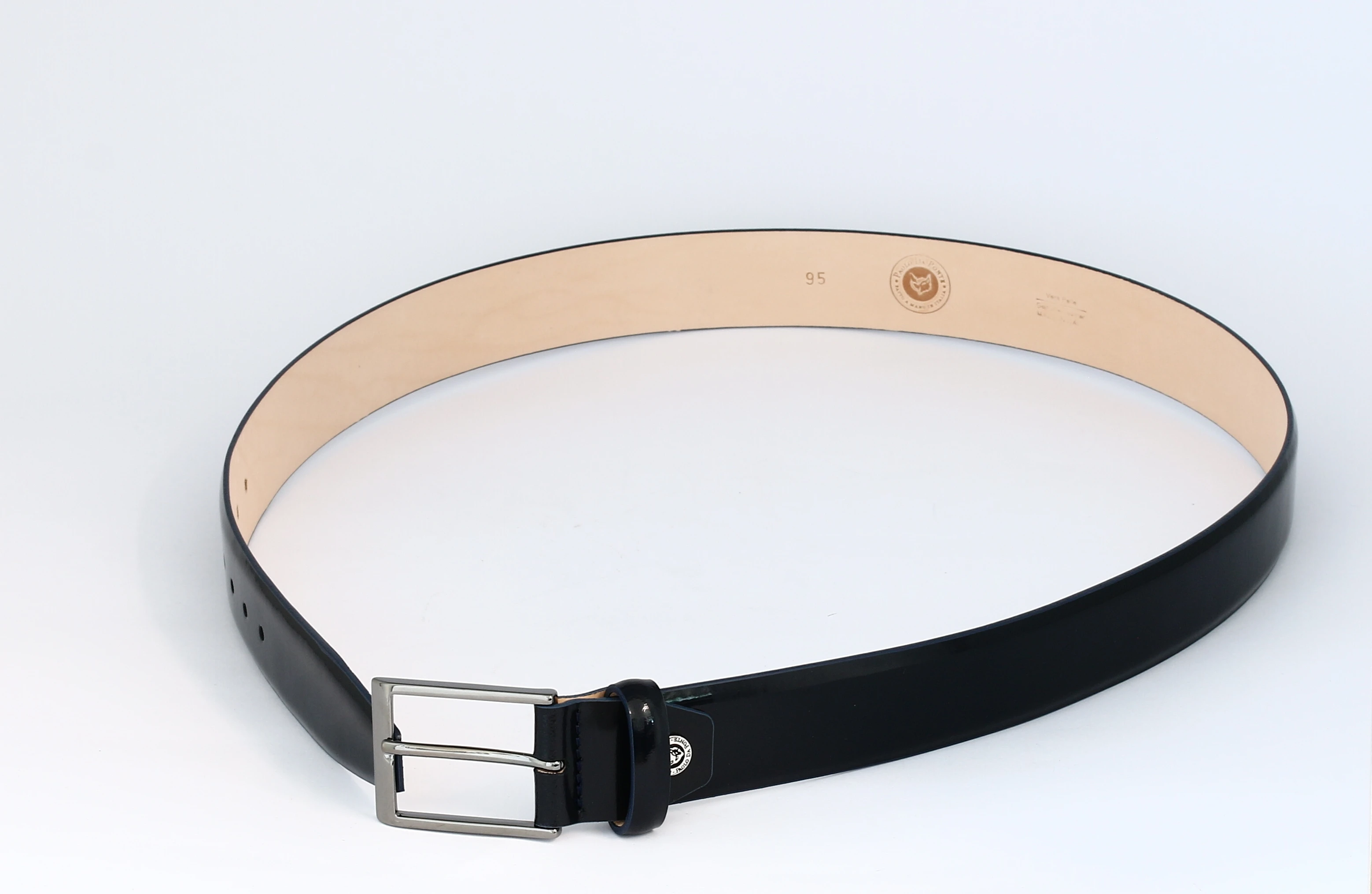 NAVY BLUE LEATHER BRUSHED BELT