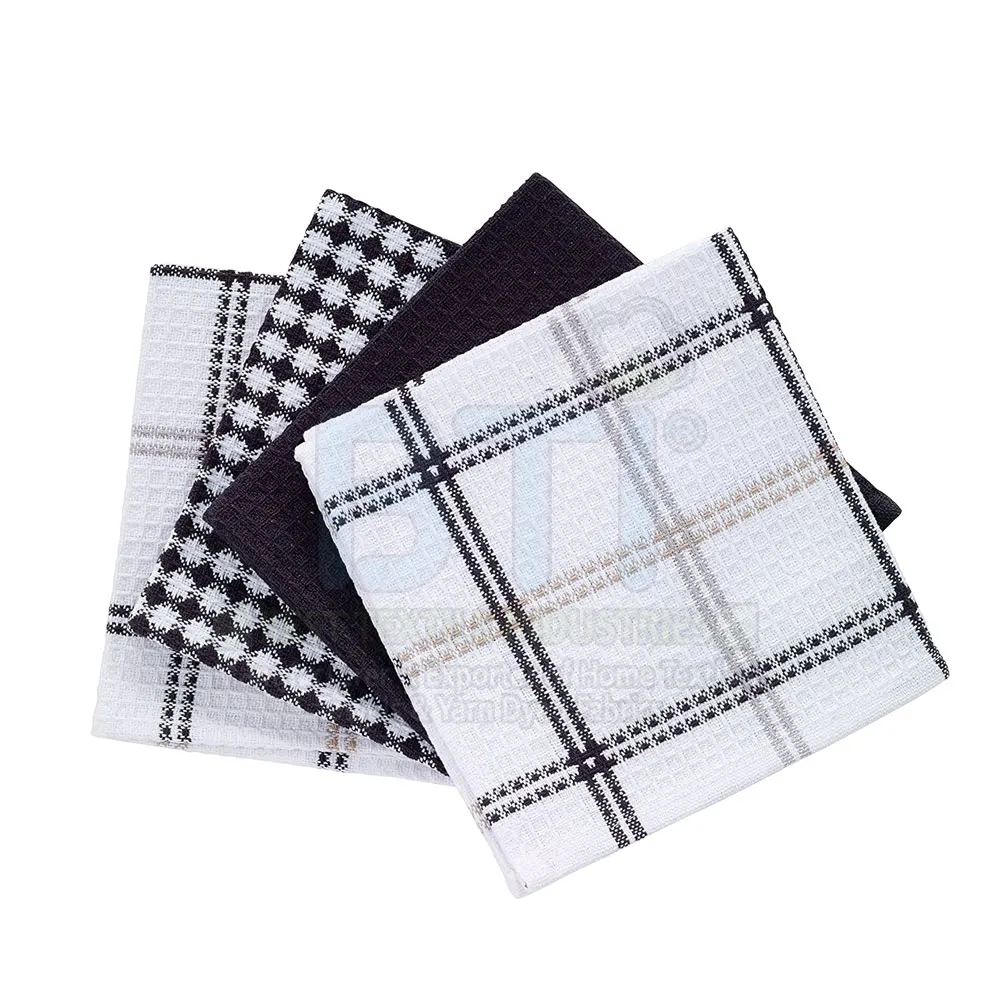 100% Cotton Fully Dyed Kitchen Towel Set Dobby Finishing Towel Set Dishcloth Cotton Tea Towels