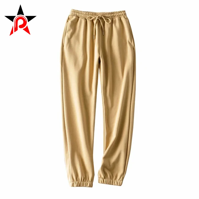 High Quality French Terry Women Casual Elastic Bottom Joggers Pants High Waist Drawstring Pleated Women Sweatpants