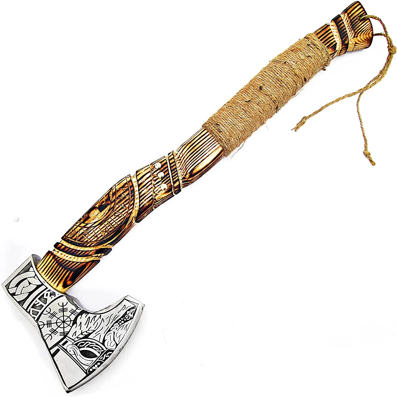 Custom Handmade Carbon Steel Viking Axe Bearded Axe Survival Whole sale With leather sheath