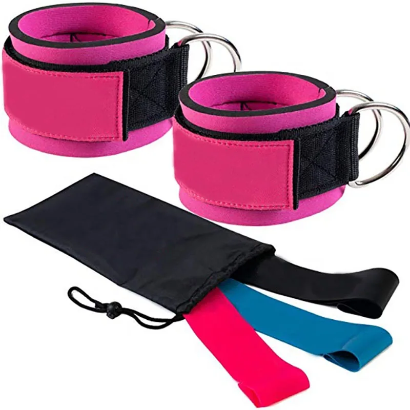 Wholesale Custom Logo Padded Ankle Cuffs Adjustable Ankle Straps D Ring Gym Ankle Straps For Cable Machines