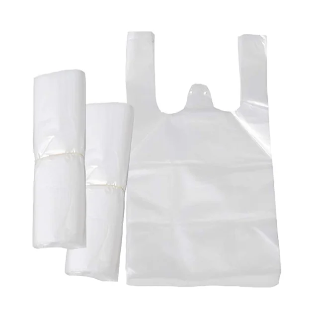 clear vest type shopping bag for vegetable and other food take away