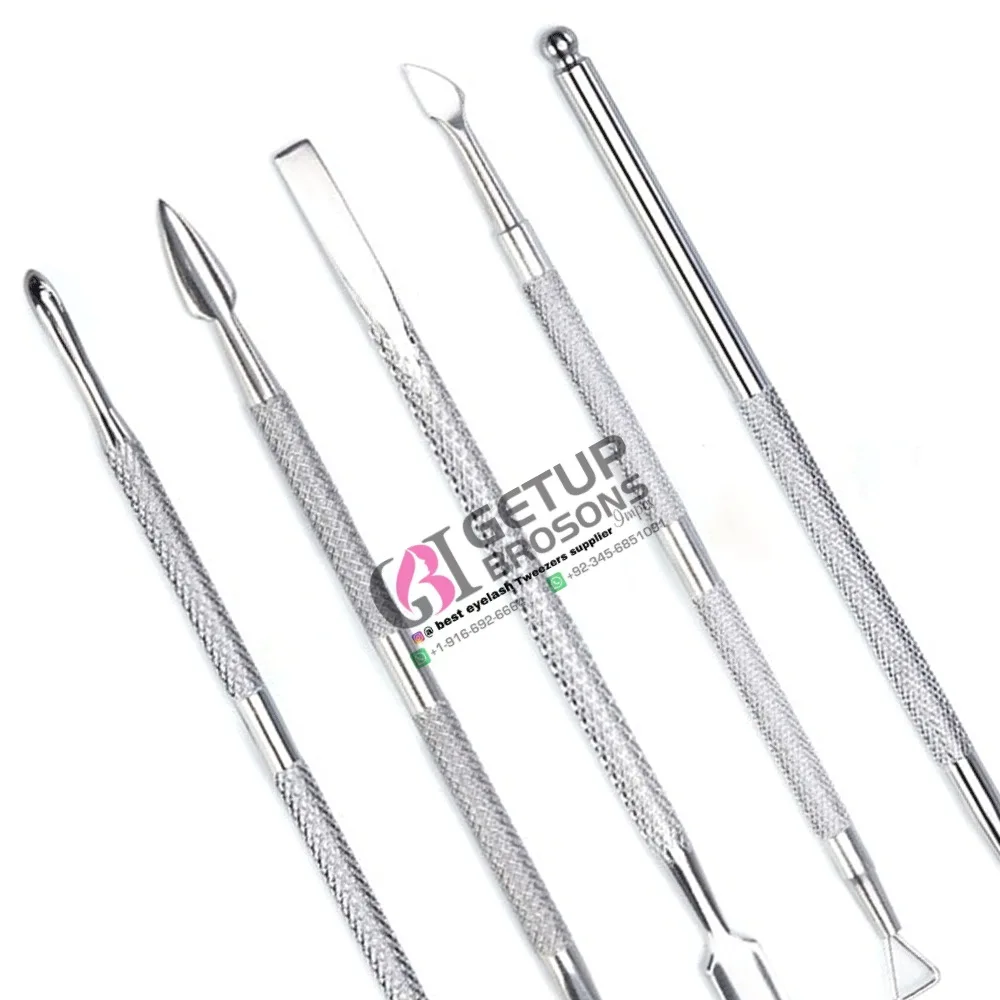 New Design Professional High Quality Silver Diamond Grip Nail Pusher Stainless Steel For Personal Care Beauty Instruments