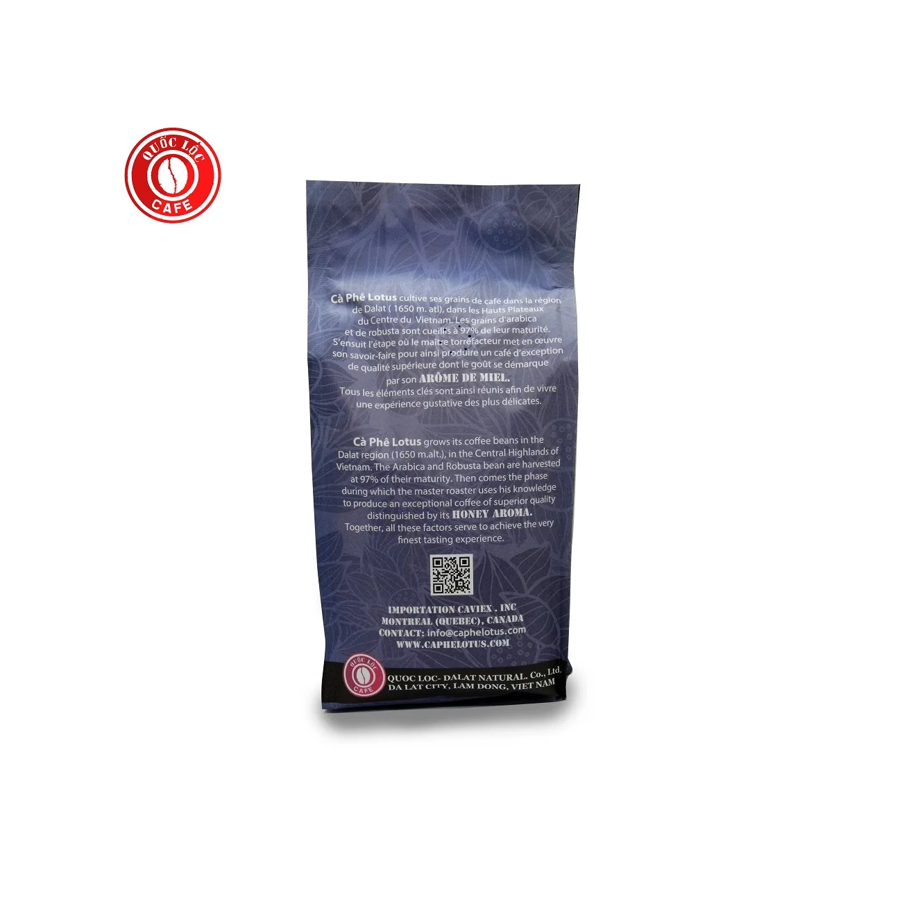 Упаковка в сумке 12 месяцев срок годности Горький шоколад медовый аромат, 100% робуста лотоса конголезский кофе из Вьетнама