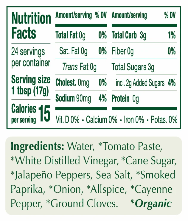 
No high fructose corn syrup or other additives Portland Organic Spicy Ketchup 14 oz 