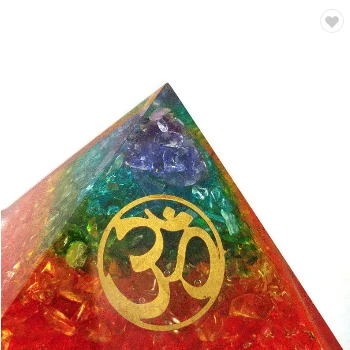  Пирамида оргонита с 7 камнями чакр и символом Ом | Окрашенные прозрачные кварцевые Исцеляющие кристаллы чакры