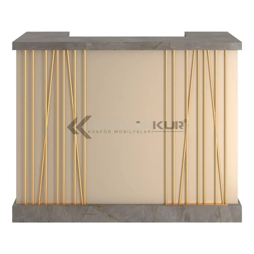 Hot Selling Cheap Reception Desk Optional Gold Color Hairdressing Salon Equipment Front Desk Strong Counter Desk Fast Production