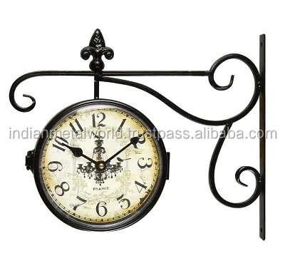 Antique station clock with new style stand  home decoration home decor wall clock double side station clocks