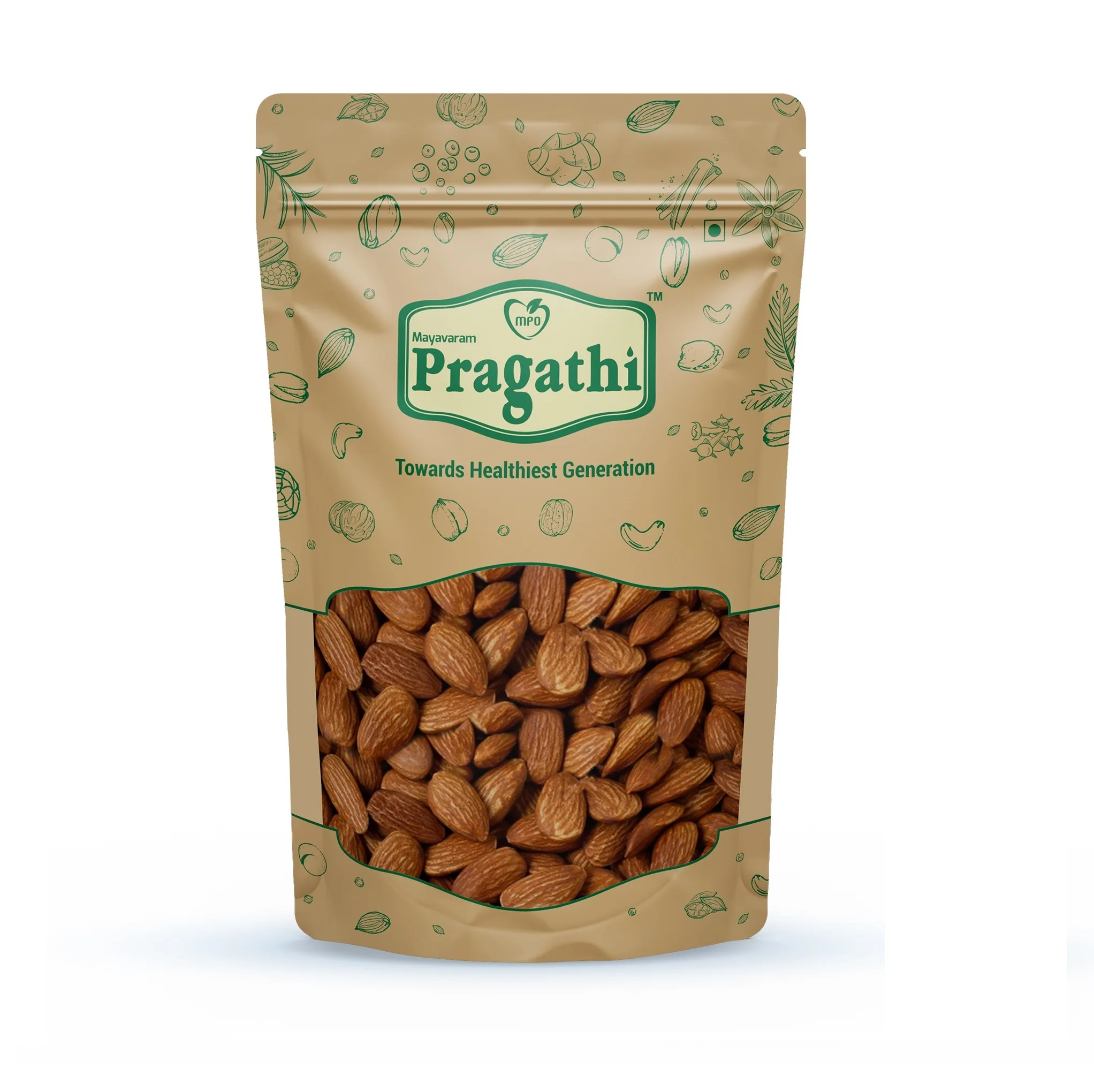 High grade best selling  healthy raw almonds at wholesale price raw almonds 500 Grams pouch in bulk