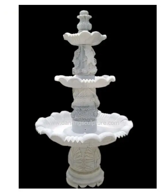 Custom hand carved marble three layer garden rolling ball marble fountain 3 tier stone fountain, 3 tier fountain 	sphere ball