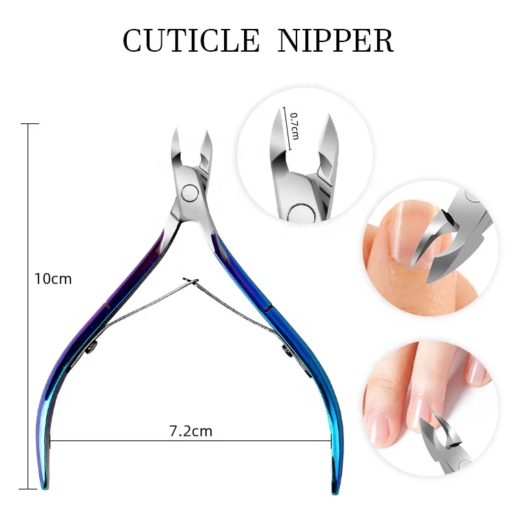 Customized Private Label Black Titanium Manicure Stainless Steel Cuticle Nipper Cuticle Pusher With Nail Polish Scrapper
