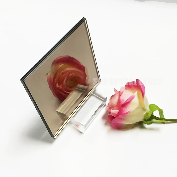 Bronze Tinted Mirror 4mm 5mm 6mmm Custom Colored Brown Sliver Decorative Shower Bathroom Wall Cosmetic Mirror Glass Sheet Price