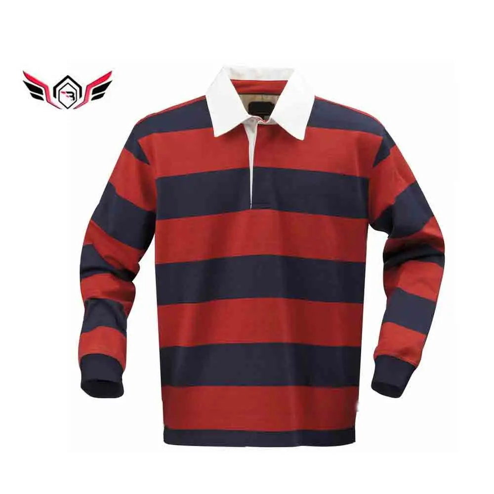 Оптовая продажа мужская сшитая футболка в полоску с длинными рукавами и регби спортивные рубашки поло с логотипом с лучших качеств нового дизайна рубашки для мальчиков