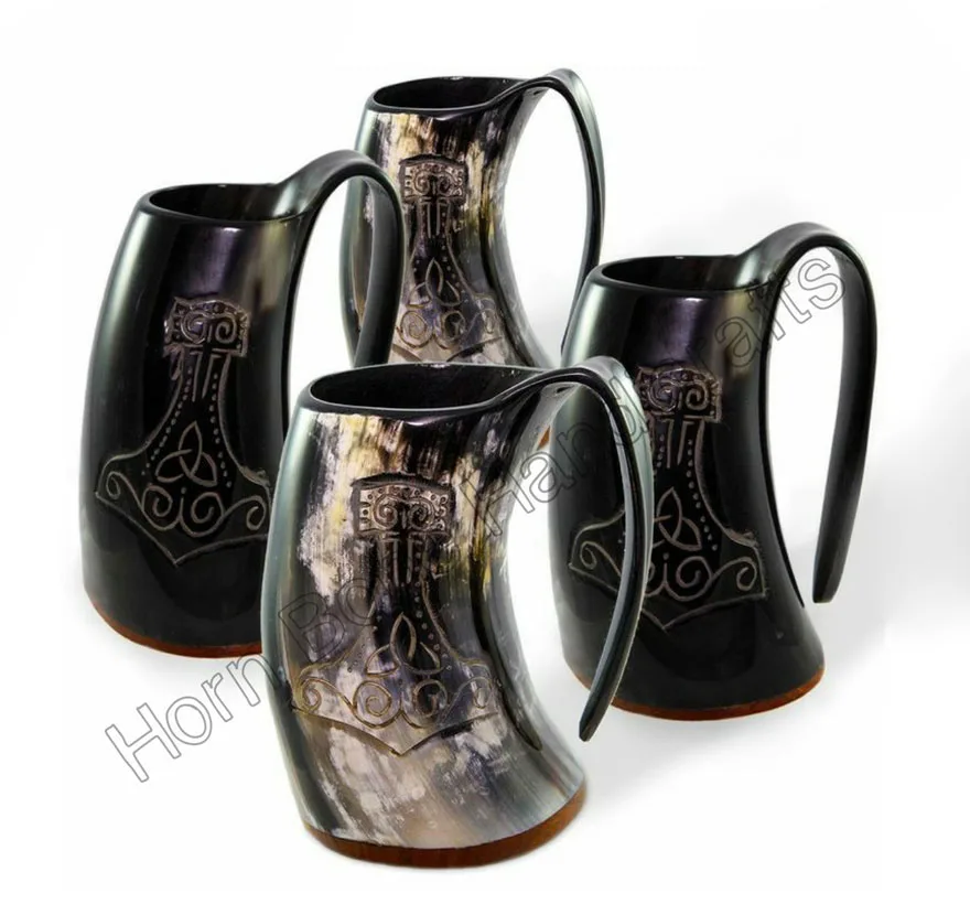 100% Natural Handmade Buffalo Horn Mug /Viking Drinking Mugs/ Beer Drinking Horn Mug Water Buffalo Leakage Proof Horn Tankard
