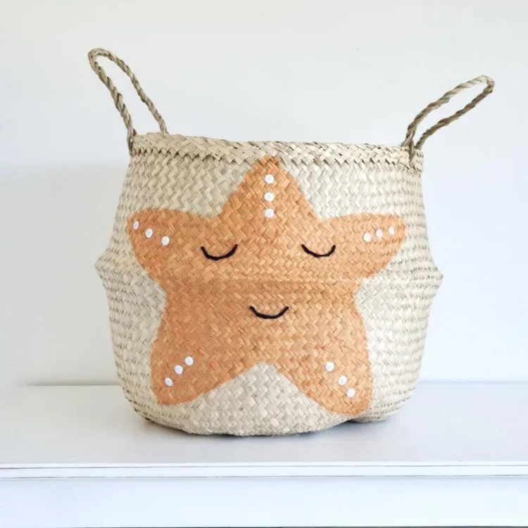 Wholesale High Quality Eco-Friendly SEAGRASS BELLY BASKET STORAGE PLANTER Cute Animal Face Made in Viet Nam