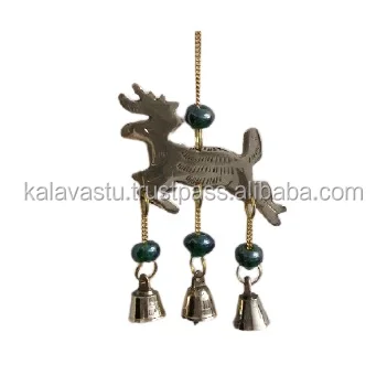 Brass Bell Wind Chimes with Fish Metal 3 Brass Bells Good Luck Chime Religious Style Model for Gifts
