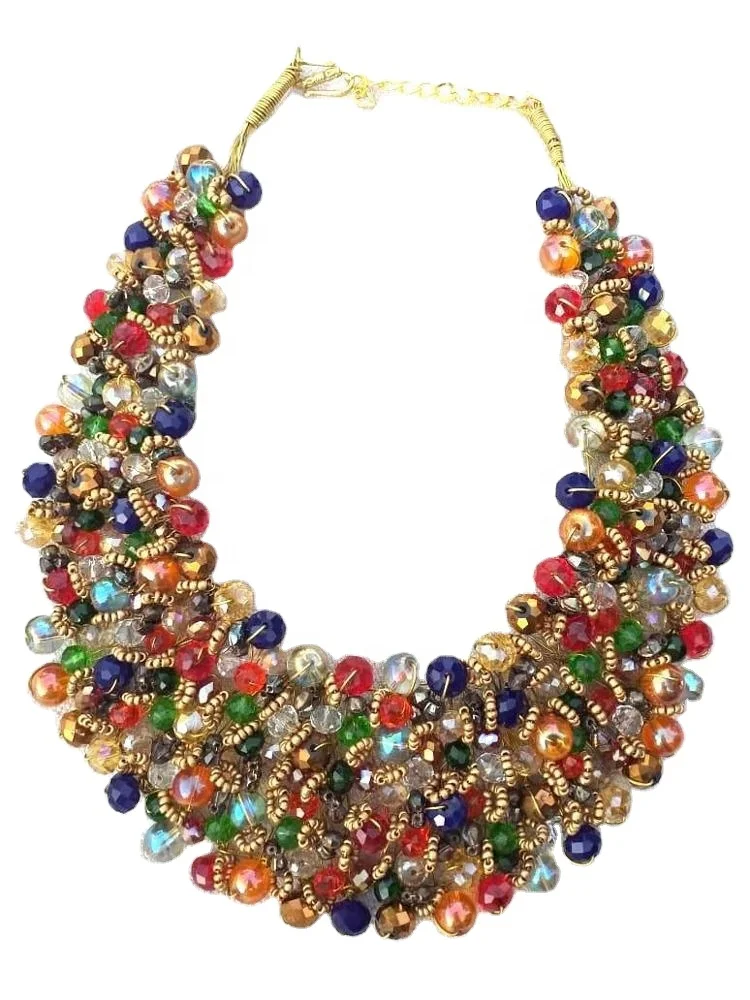 Handmade detailed women new trendy bib choker chain necklace from india fashion accessories