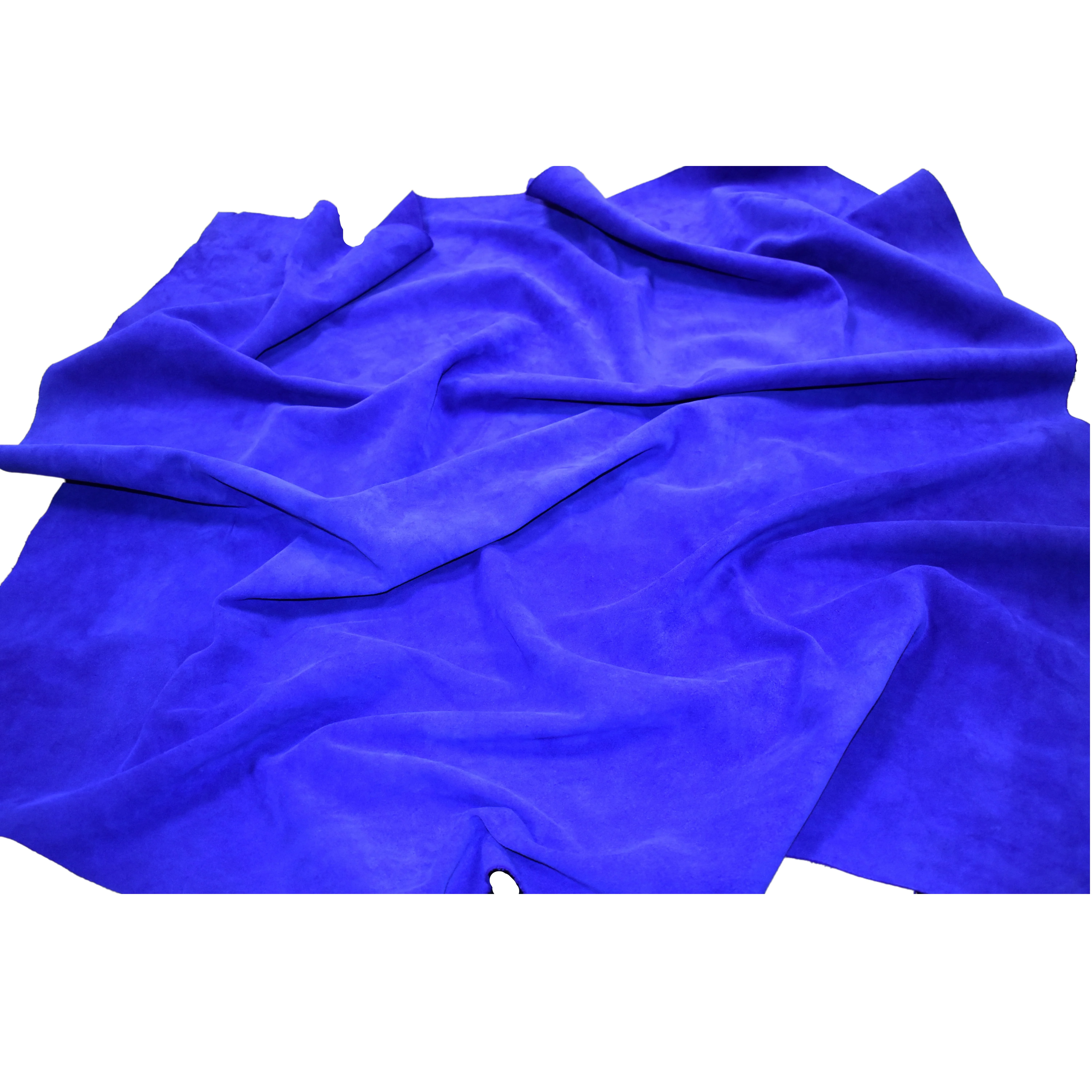 Cow Suede Split Leather in Bright Blue Color Ideal for Footwear and Leather Goods