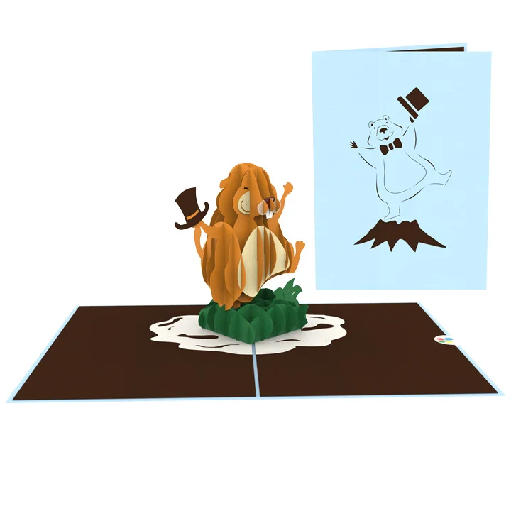 Groundhog Day Holiday Animal Greeting Pop Up 3D Card Custom Design Handmade Cheap Wholesale Vietnam