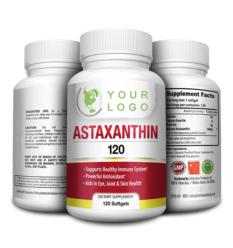 OEM private label astaxanthin extract softgel capsules to support healthy vision