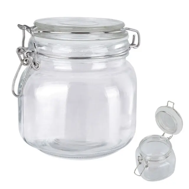 Hot Sale Empty 3.5 Glass Jar Glass Storage Jars With Airtight Locking Clamp Lid Premium Quality Wholesale Prices Customized Bulk