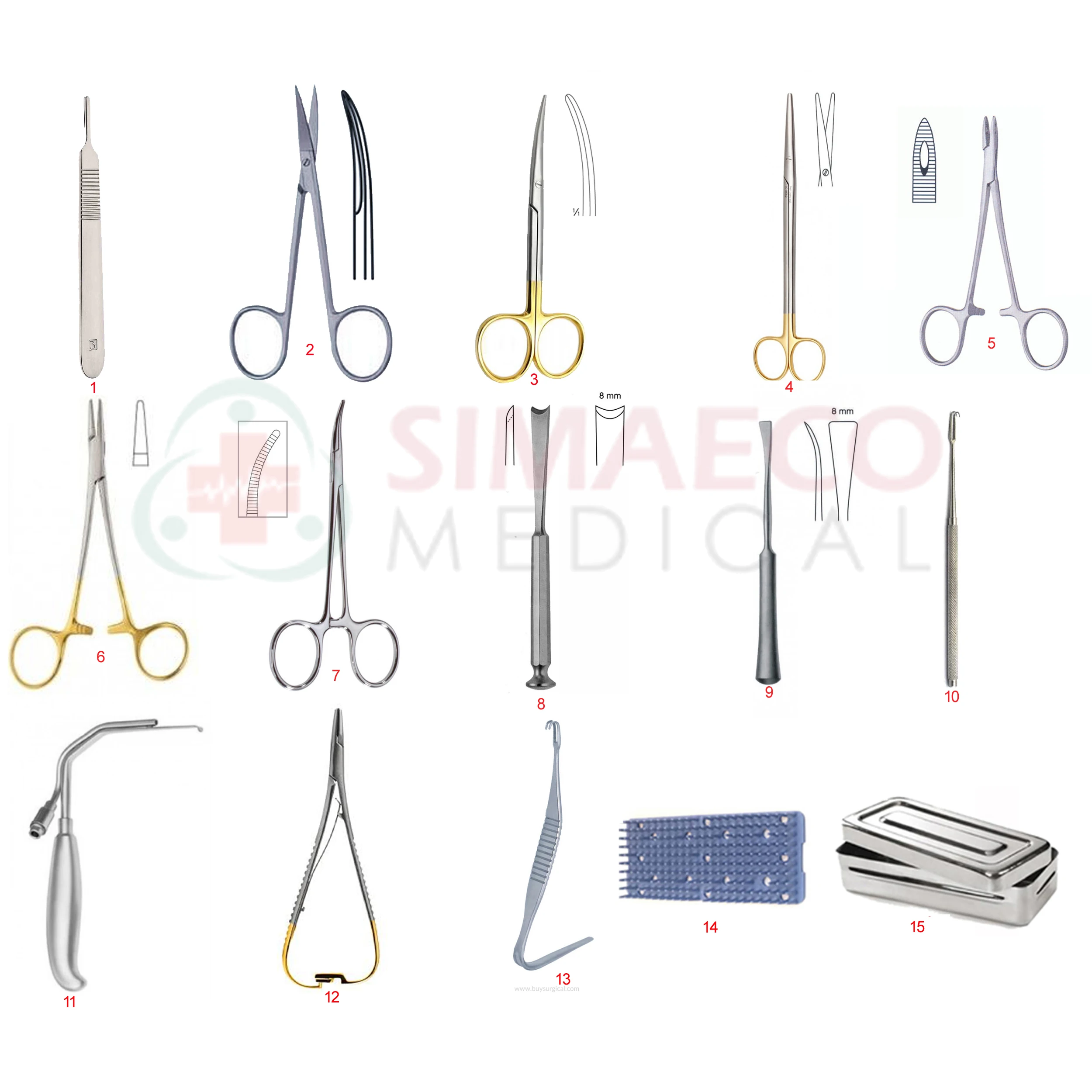 Набор из 13 предметов для пальтопластики нержавеющей стали