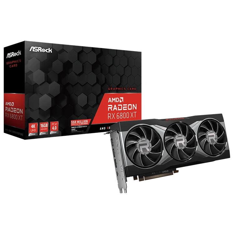 100% Gpu ASRock A M D Radeon RX 6800 XT 16G Игровая графика Ca rd с памятью GDDR6 16 Гб RDNA2 архитектура с поддержкой часов