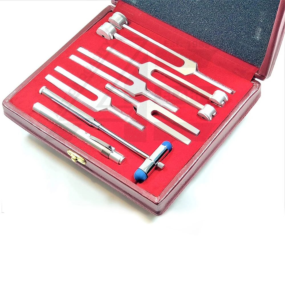 2021 Премиум Набор из 7 медицинских хирургических вилок хиропрактика физические диагностические инструменты с кожаным чехлом