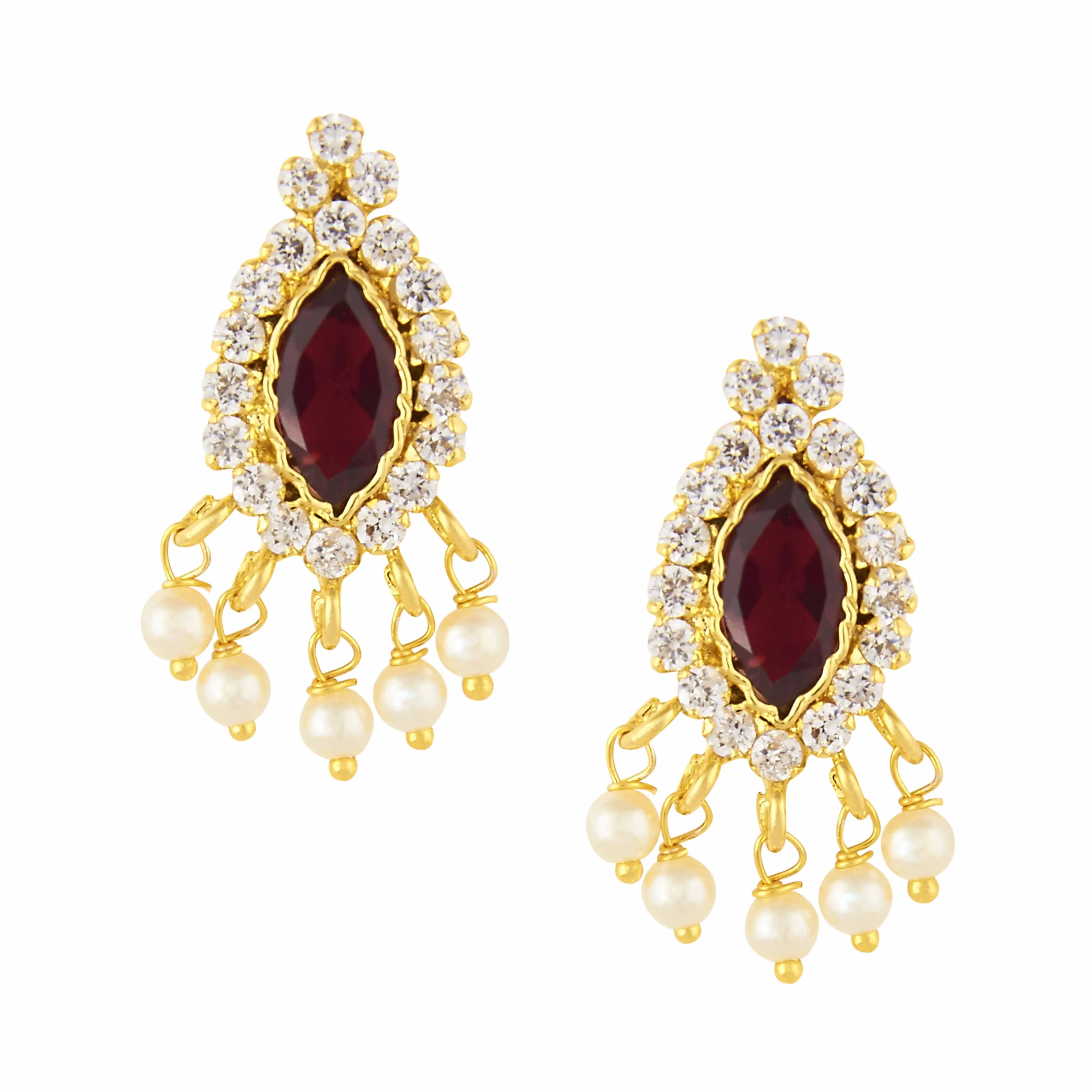 Indian traditional jewelry wine red and white oval shape stone designer pearl necklace set for  bridal