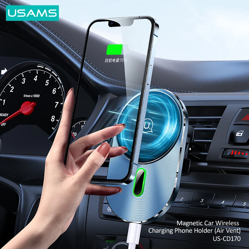 USAMS 15 Вт US-CD170 авто устанавливаемое на вентиляционное отверстие в салоне автомобиля магнитный автомобильный беспроводной зарядки Автомобильный держатель