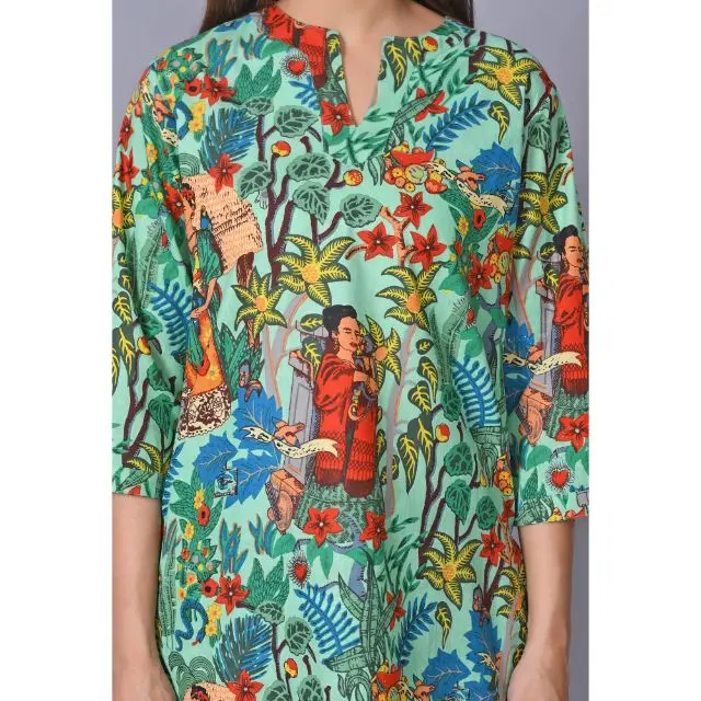 100%Cotton Floral Printed Night Wear Dress Hand Block Printed Indian Woman All Size Pajama Robe Set