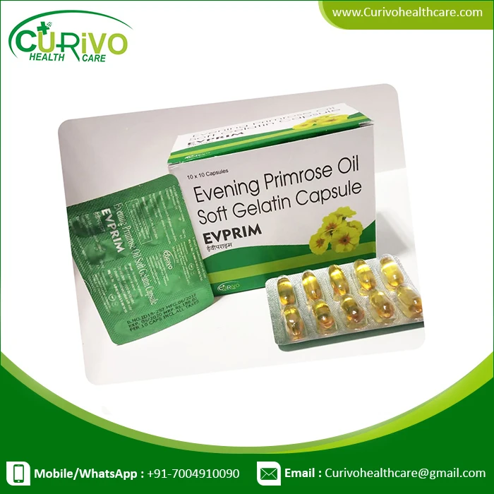
Evening Primrose Oil, Gamma Linolenic Acid and vitamin E softgel capsule supplier in India 
