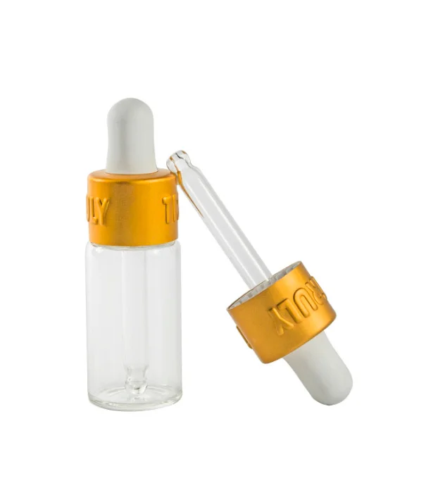 5ml Mini Promotional essential oil glass dropper vial with metal dropper  5ml skincare serum oil glass dropper vials