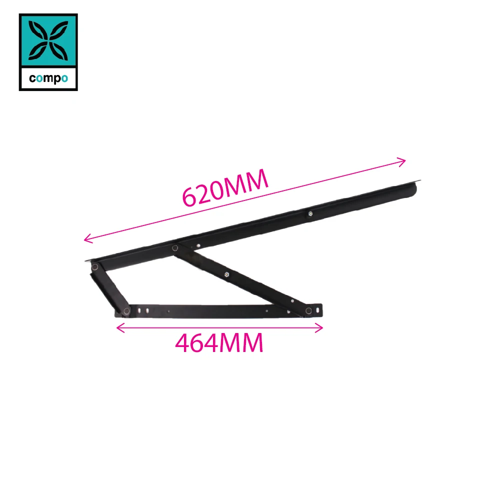 
Premium Quality Furniture Hardware 620MM Hydraulic Bed Hinge for Single Double Queen King Size Hot Rolled Steel Industrial 3.2mm 