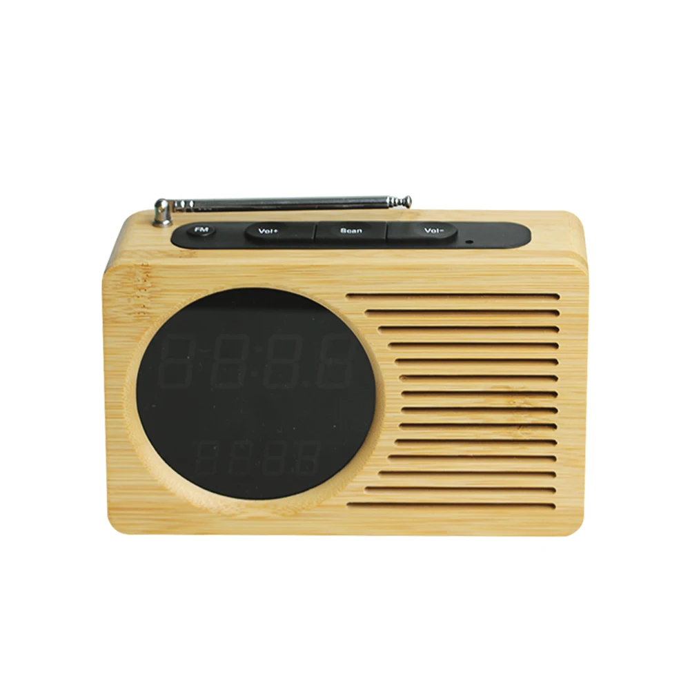 
Hotel Bedroom Wooden Digital FM Alarm Clock Radio Speakers 
