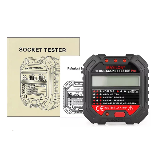 Mayilon HT107D ЕС штекер типа RCD розетка Тестер 90V ~ 250V прибор для измерения напряжения питания герметичность переключатель защиты