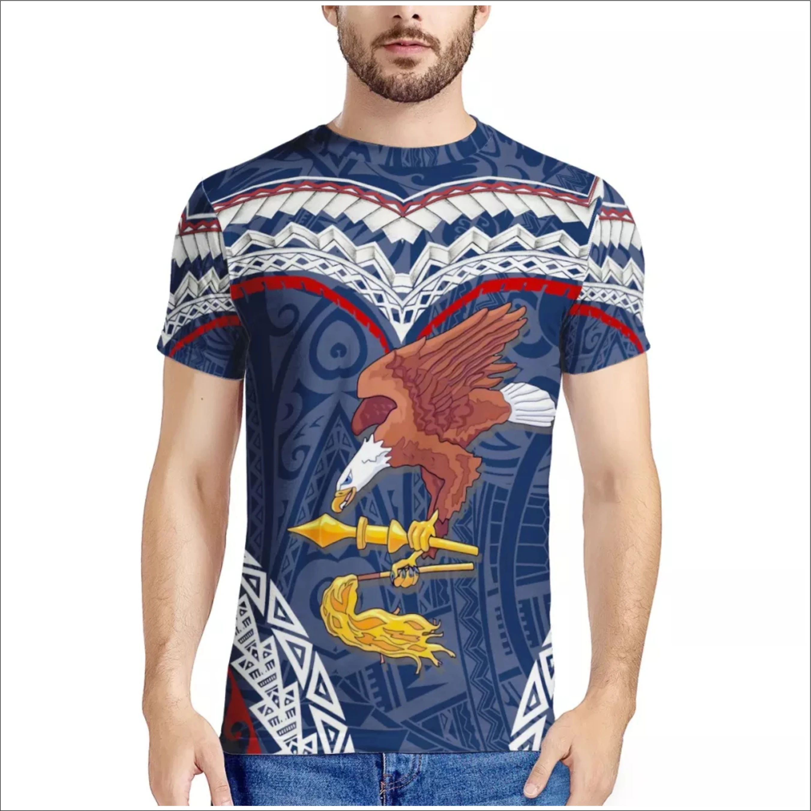 
Factory Cheap Price Polynesian Samoa Tribal style Printing T-Shirt LOGO Custom Men Oversize Casual Men Short Sleeve T-Shirt 
