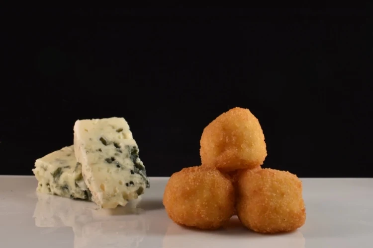 Blue Cheese Croquettes Frozen Food Frozen Snacks handmade typical delicatessen gourmet from Spain. Natural organic product.