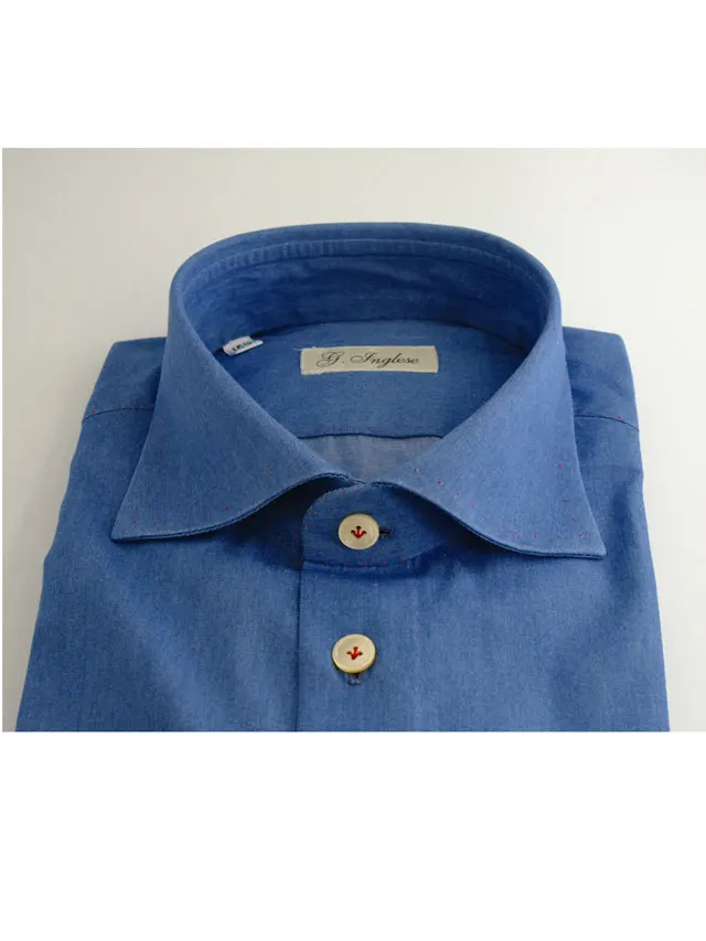 The Best Quality Handmade in Italy Fine Denim High Tailor Shirt For Man G. Inglese for Elegant Man for sale