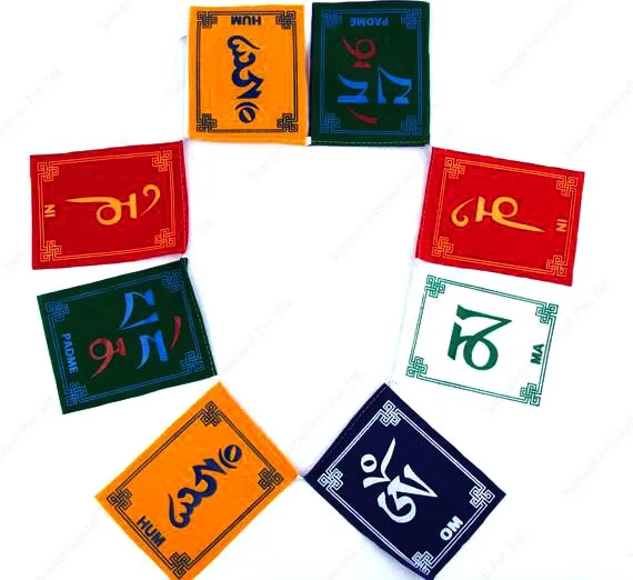 5 Color High Quality Om Mane Flag Made From Cotton Tibetan Buddhist Flag For Peace And Prosperity