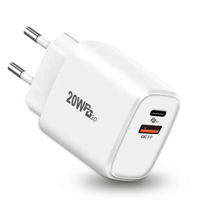 20W PD+USB QC3.0 Fast Charging UK US EU plug Charger USB Travel Portable Type-C Wall Charger Phone Chargers for iPhone 12