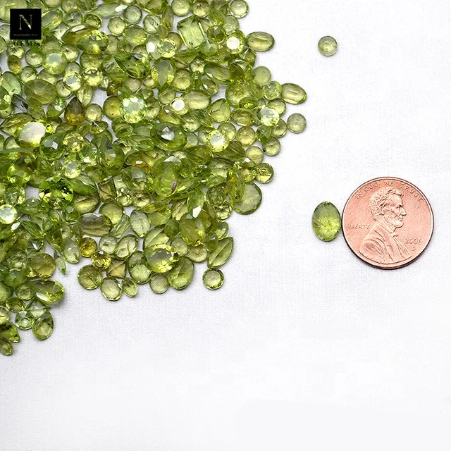 Natural Genuine 100% Peridot Faceted Mixed Shapes Loose Gemstone Round Heart Square Handmade Gemstone Green Stone Making Jewelry