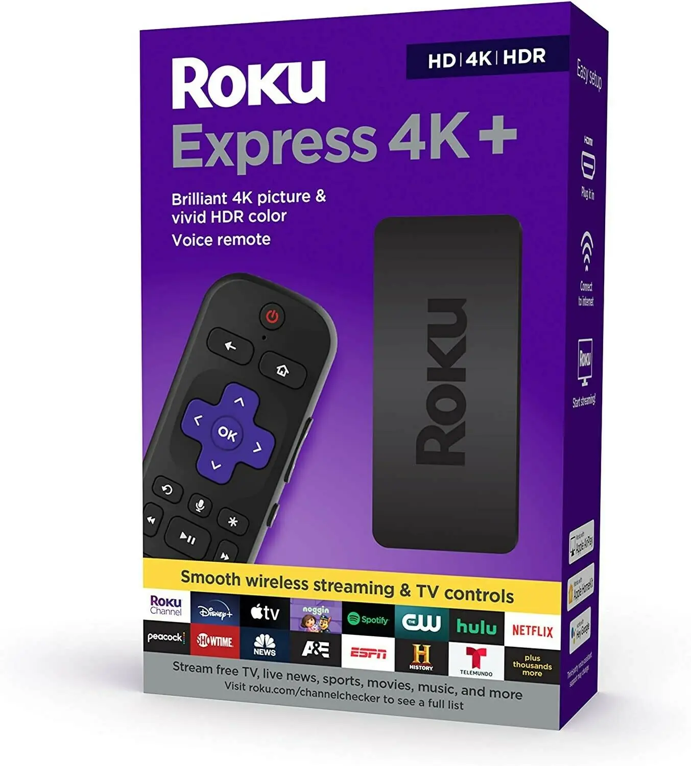 Оптовая продажа новый палочка для потоковой передачи Roku + | Устройство HD/4K/HDR с беспроводным и голосовым пультом дистанционного управления ТВ дальнего радиуса действия