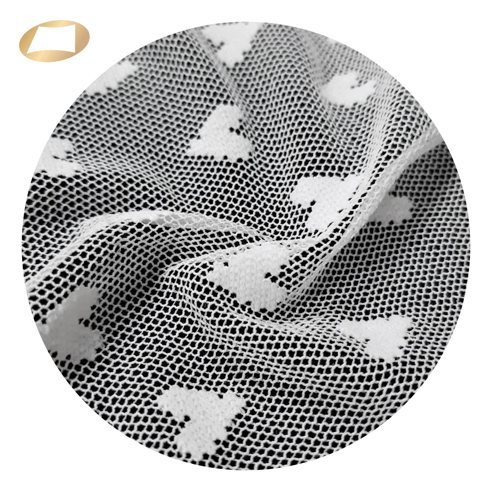 Soft high quality heart jacquard nylon lace fabric for veil