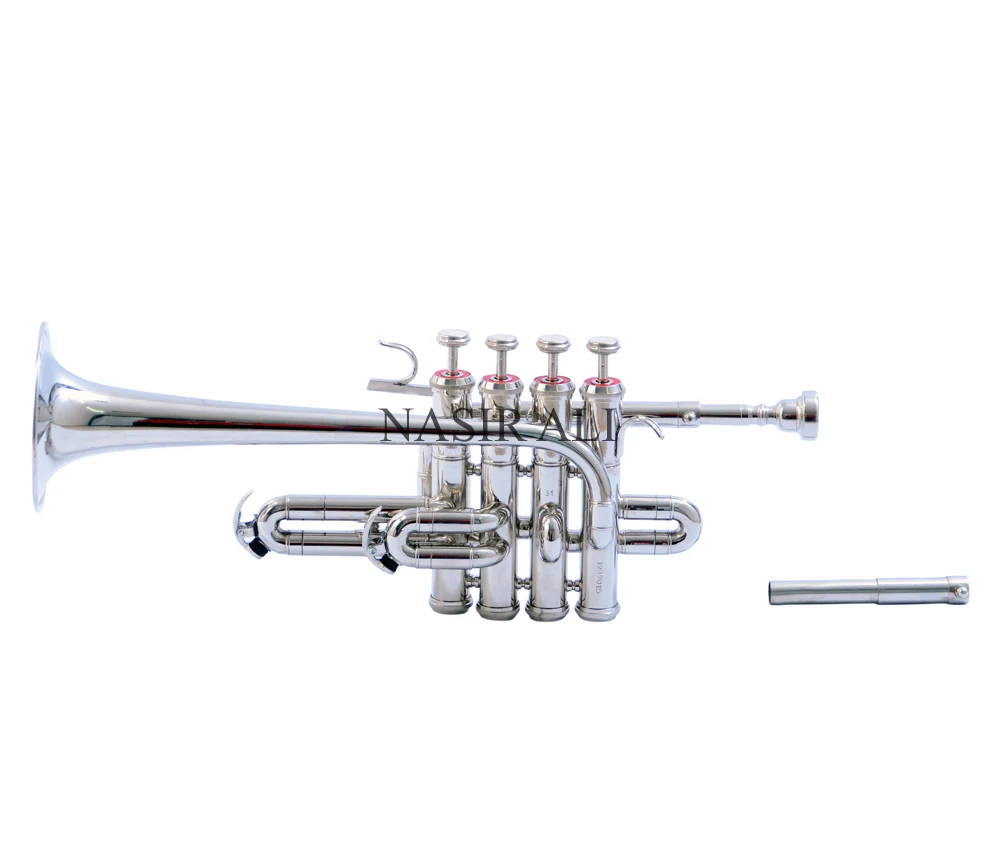 NASIR ALI BEAUTIFUL Piccolo Trumpet Nickel New Brass And Wind Musical Instrument For Decoration Made In India