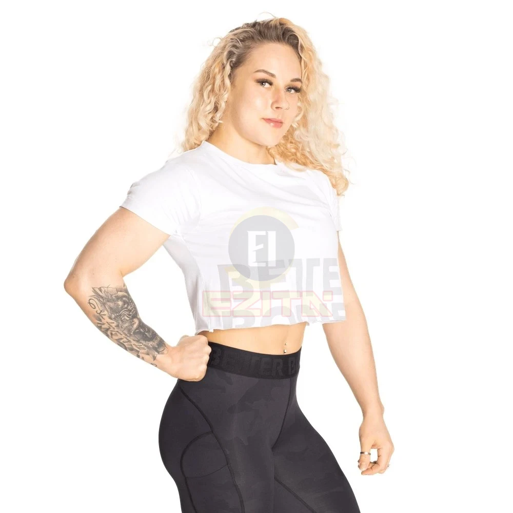 Укороченная белая футболка с изображением девушек лучшего тела Астория