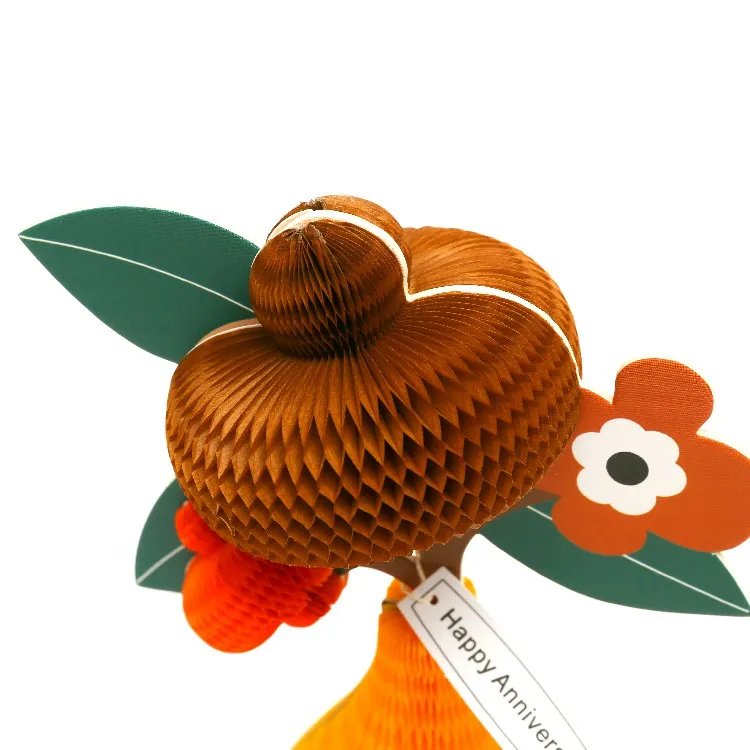 [8] Custom Honeycomb Stationery Dark Red Flower Coffee Vase Card