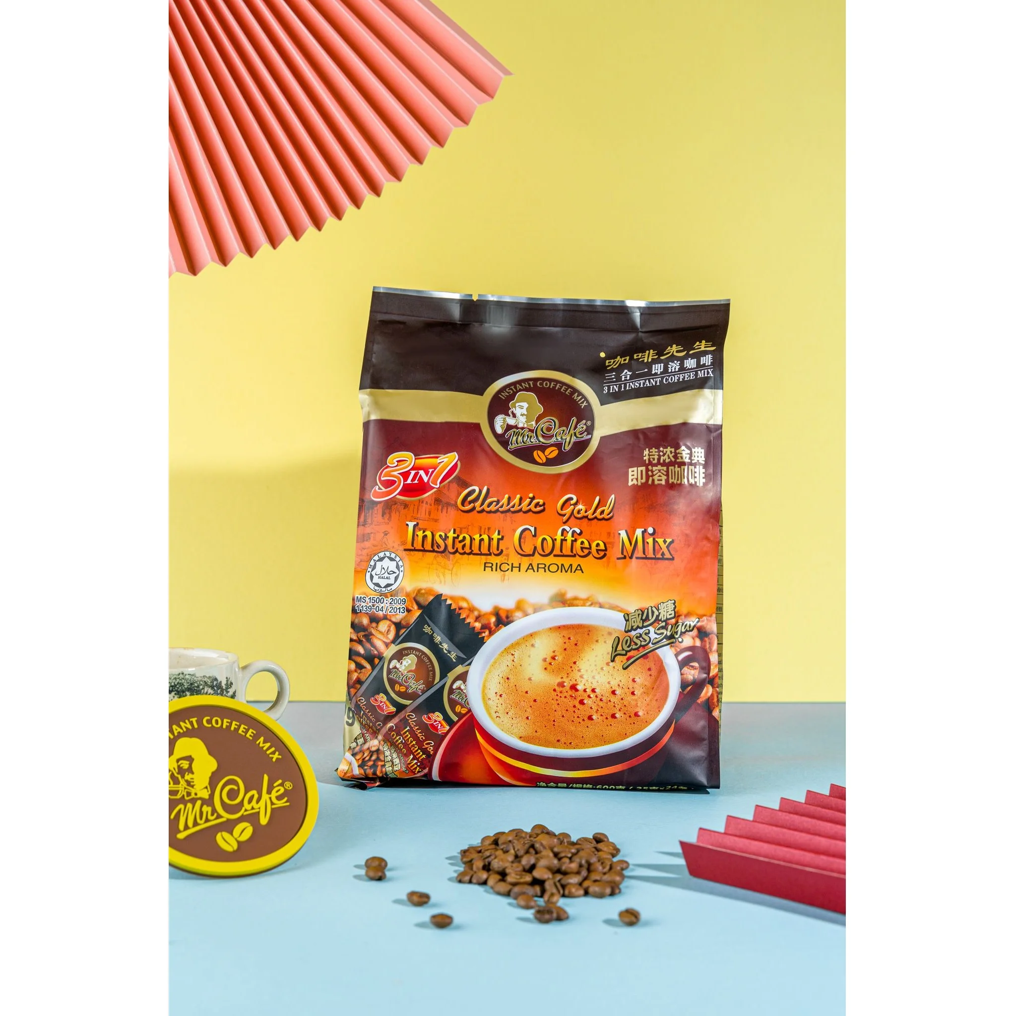 Caffeinated Drinks MR CAFE Classic Gold 3 in 1 Instant Coffee Powder Mix 25g x 24s x 20p with Non-dairy Creamer